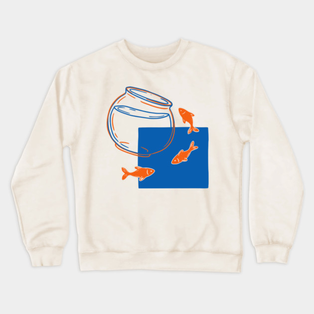 Fish Out of Water – Surreal Goldfish Displacement Art Crewneck Sweatshirt by Designed By Marty
