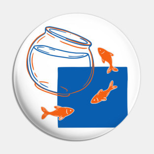 Fish Out of Water – Surreal Goldfish Displacement Art Pin