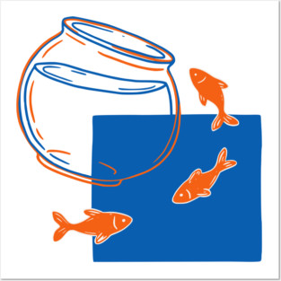 Fish Out of Water – Surreal Goldfish Displacement Art Posters and Art