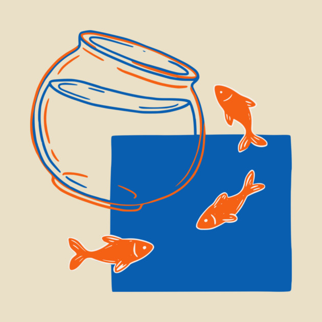 Fish Out of Water – Surreal Goldfish Displacement Art by Designed By Marty