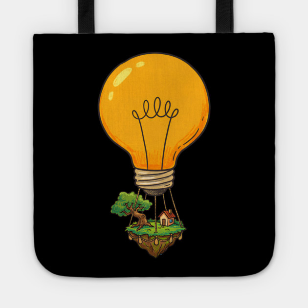 Floating Idea Island – Lightbulb Hot Air Home Tote by Designed By Marty