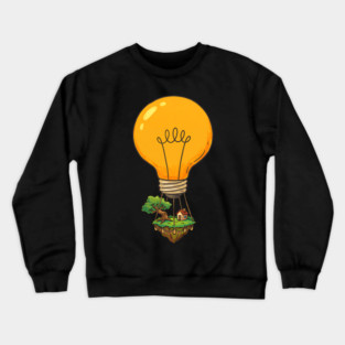 Floating Idea Island – Lightbulb Hot Air Home Crewneck Sweatshirt