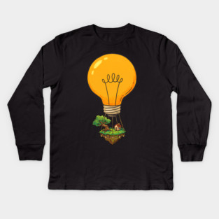 Floating Idea Island – Lightbulb Hot Air Home Kids Long Sleeve T-Shirt