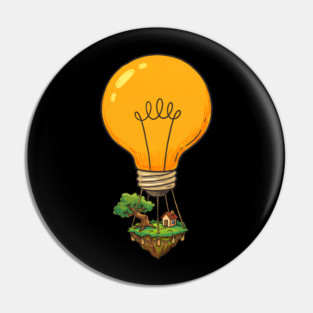 Floating Idea Island – Lightbulb Hot Air Home Pin