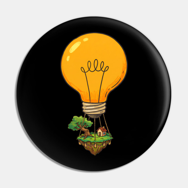 Floating Idea Island – Lightbulb Hot Air Home Pin by Designed By Marty