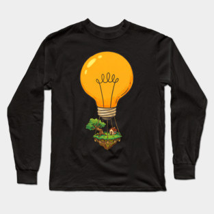 Floating Idea Island – Lightbulb Hot Air Home Long Sleeve T-Shirt