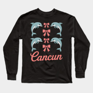 Cancun Mexico Dolphin Preppy Aesthetic Long Sleeve T-Shirt
