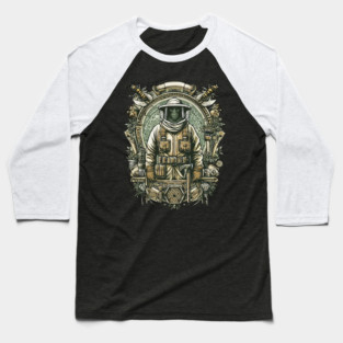 Post Apocalyptic Prepper Beekeeper Illustration Baseball T-Shirt