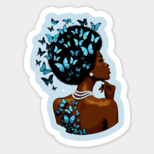 Afrocentric Woman Afro Butterfly Sticker