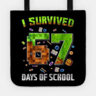 I Survived 67 Days of School Funny Pixel Gamer Tote