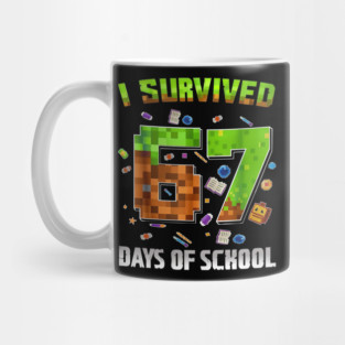 I Survived 67 Days of School Funny Pixel Gamer Mug