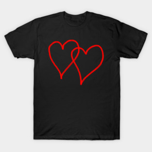 Two Red Hearts Line T-Shirt
