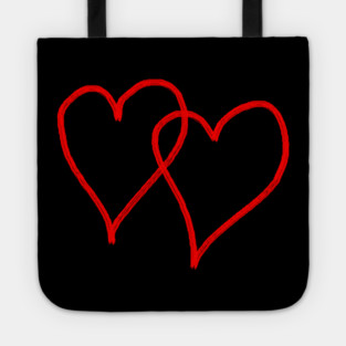 Two Red Hearts Line Tote