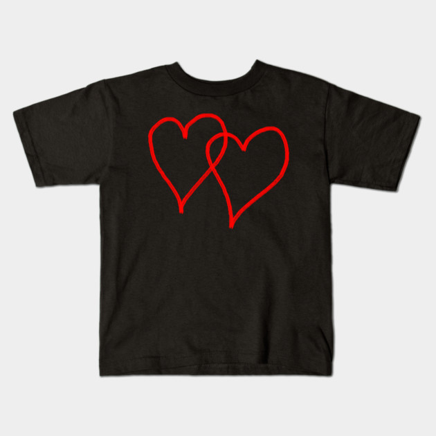 Two Red Hearts Line Kids T-Shirt by Creatifly Graphic Tees