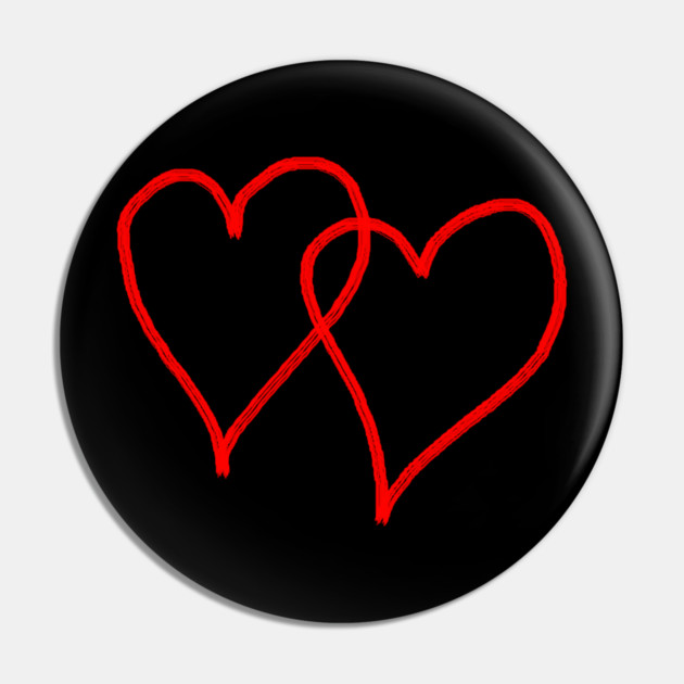 Two Red Hearts Line Pin by Creatifly Graphic Tees
