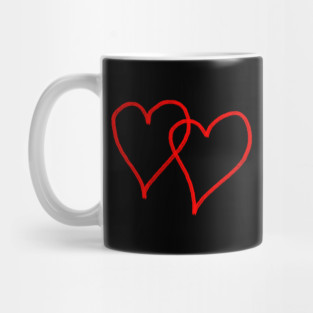 Two Red Hearts Line Mug