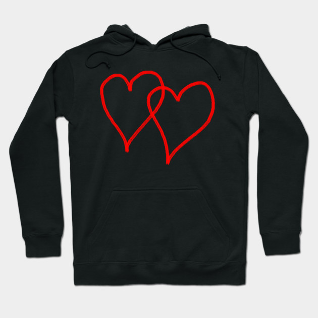 Two Red Hearts Line Hoodie by Creatifly Graphic Tees