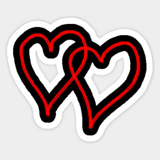 Two Red Hearts Line Sticker