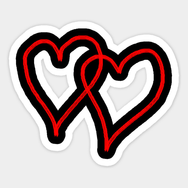 Two Red Hearts Line Magnet by Creatifly Graphic Tees