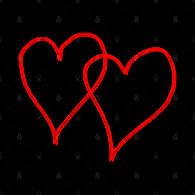 Two Red Hearts Line by Creatifly Graphic Tees