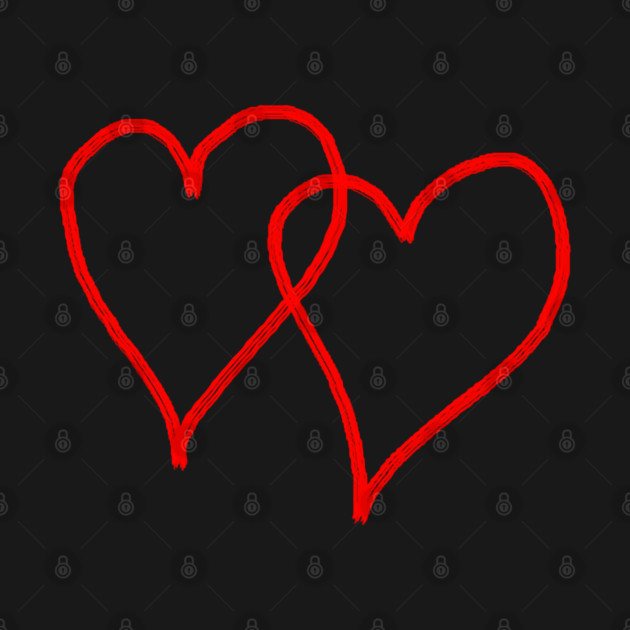 Two Red Hearts Line by Creatifly Graphic Tees