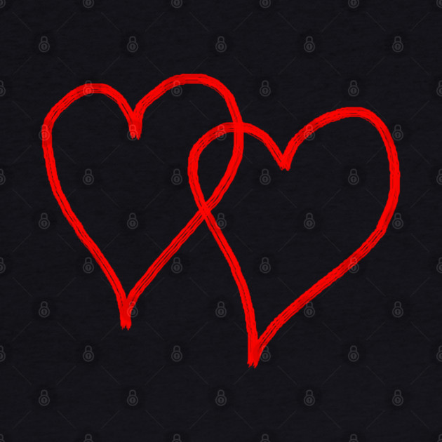 Two Red Hearts Line by Creatifly Graphic Tees