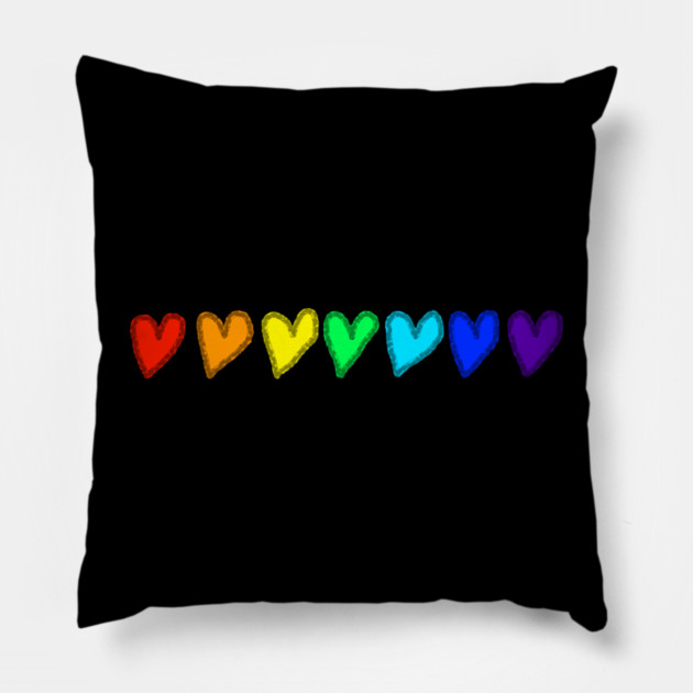 Rainbow Hearts of Love Pillow by Creatifly Graphic Tees