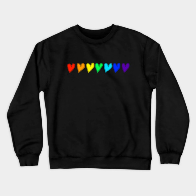 Rainbow Hearts of Love Crewneck Sweatshirt by Creatifly Graphic Tees