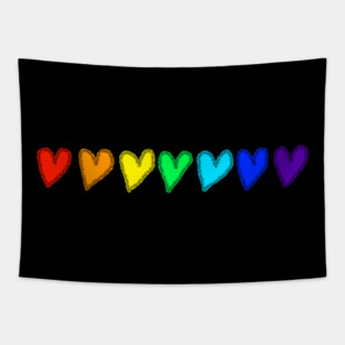 Rainbow Hearts of Love Tapestry