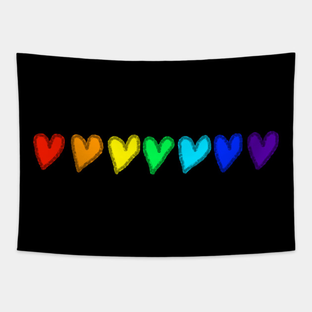 Rainbow Hearts of Love Tapestry by Creatifly Graphic Tees