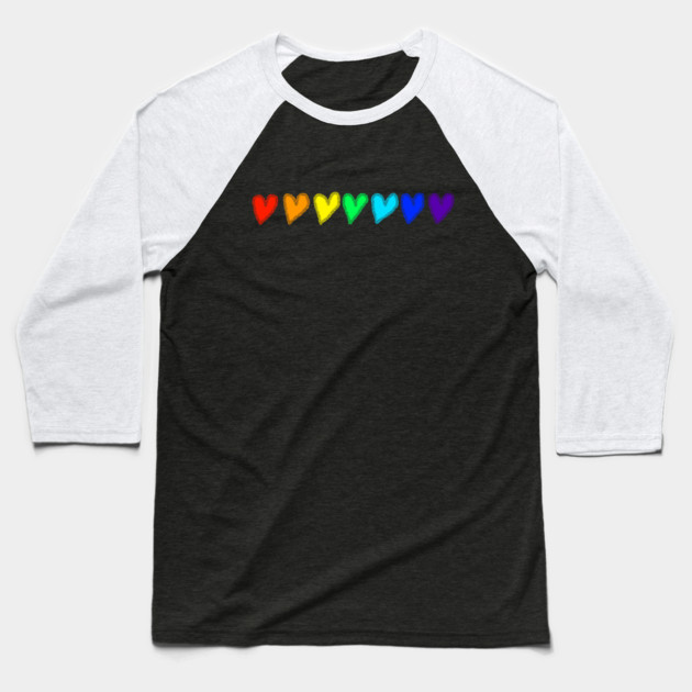 Rainbow Hearts of Love Baseball T-Shirt by Creatifly Graphic Tees