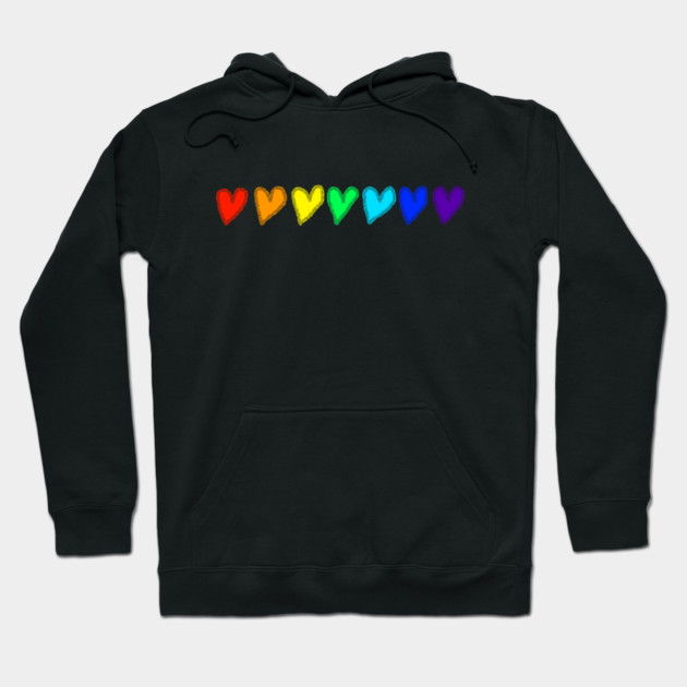 Rainbow Hearts of Love Hoodie by Creatifly Graphic Tees