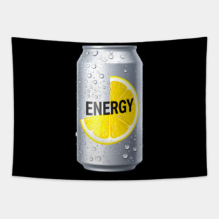 Zesty Lemon Energy Drink Can - Refreshing & Vibrant Design Tapestry
