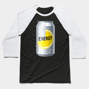 Zesty Lemon Energy Drink Can - Refreshing & Vibrant Design Baseball T-Shirt