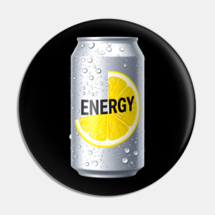 Zesty Lemon Energy Drink Can - Refreshing & Vibrant Design Pin