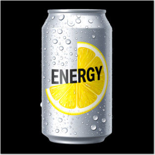 Zesty Lemon Energy Drink Can - Refreshing & Vibrant Design Posters and Art