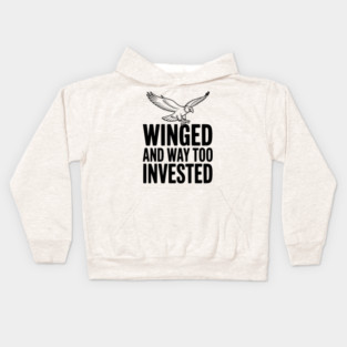 Winged and Way Too Invested Kids Hoodie