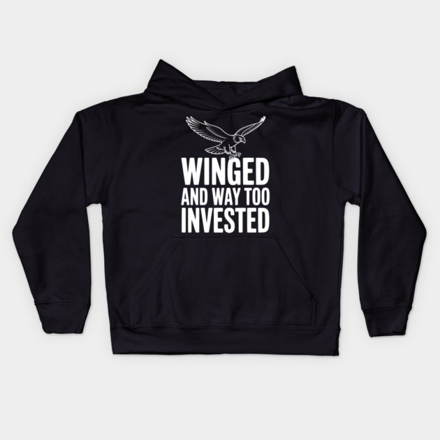 Winged and Way Too Invested Kids Hoodie by Frank Ring