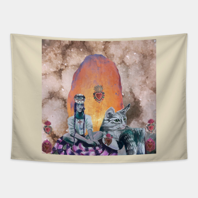 Sacred feline Tapestry by Sigridur Dögg's Store