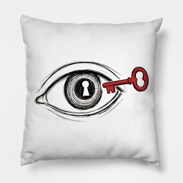 Keyhole Eye – Key to the Soul Surreal Art Pillow by Designed By Marty