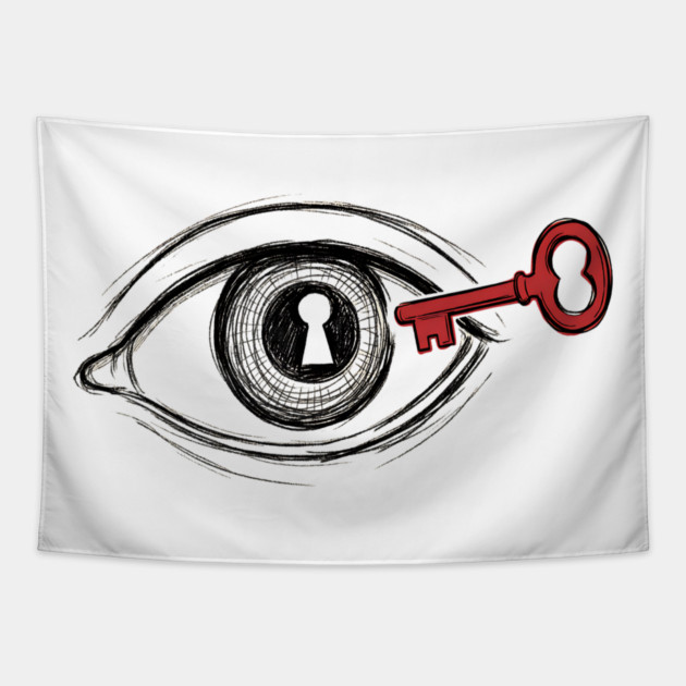 Keyhole Eye – Key to the Soul Surreal Art Tapestry by Designed By Marty