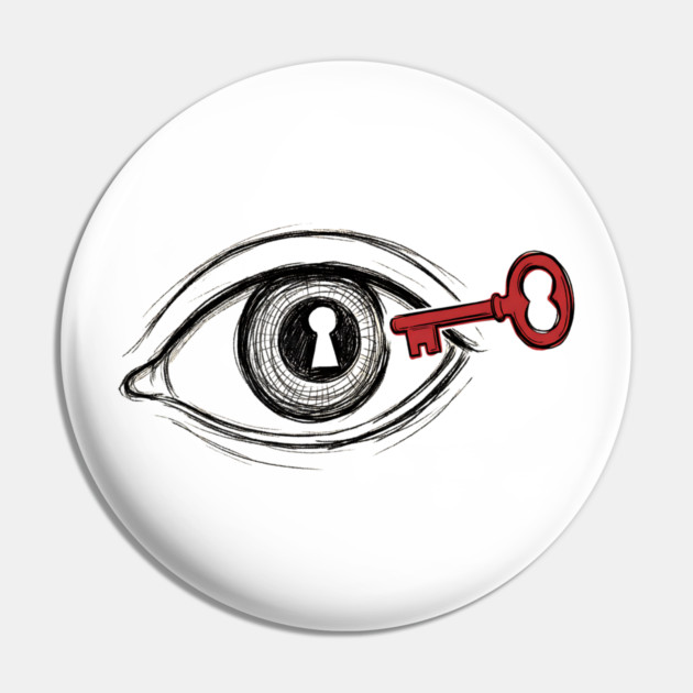 Keyhole Eye – Key to the Soul Surreal Art Pin by Designed By Marty