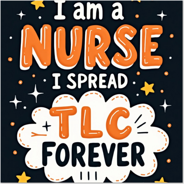 I Am A Nurse I Spread TLC Forever Wall Art by dr_creative_designs