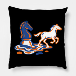 Knight's Escape – Bold Line Chess Horse Art Pillow