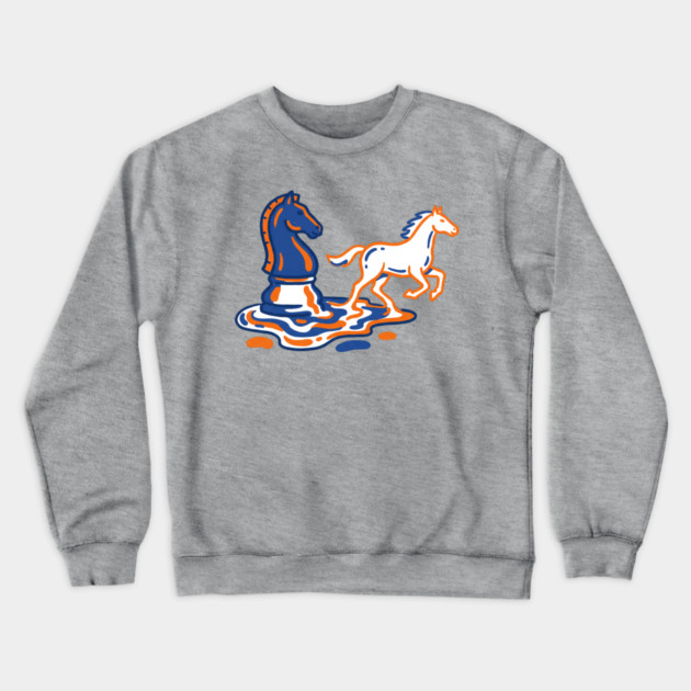 Knight's Escape – Bold Line Chess Horse Art Crewneck Sweatshirt by Designed By Marty