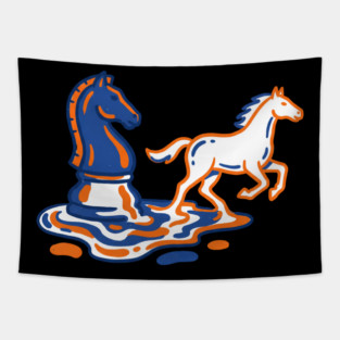 Knight's Escape – Bold Line Chess Horse Art Tapestry