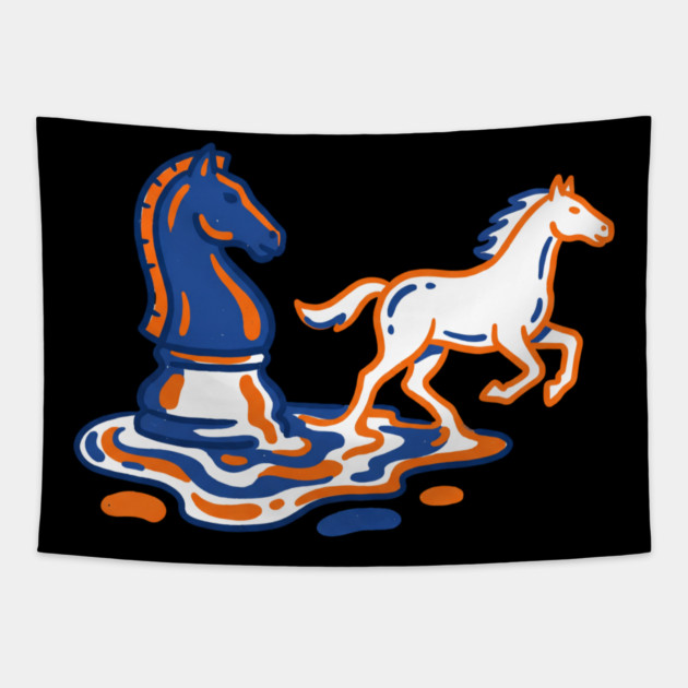 Knight's Escape – Bold Line Chess Horse Art Tapestry by Designed By Marty