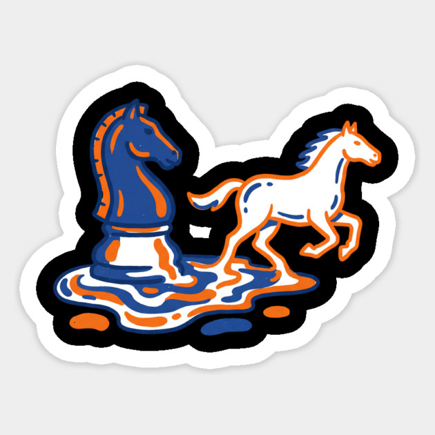 Knight's Escape – Bold Line Chess Horse Art Sticker by Designed By Marty