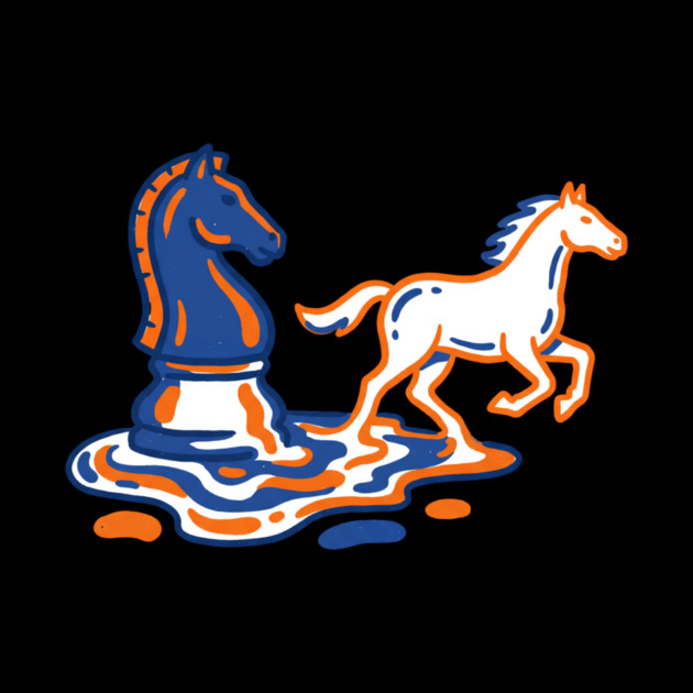 Knight's Escape – Bold Line Chess Horse Art by Designed By Marty