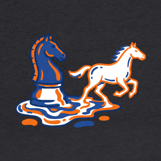 Knight's Escape – Bold Line Chess Horse Art by Designed By Marty